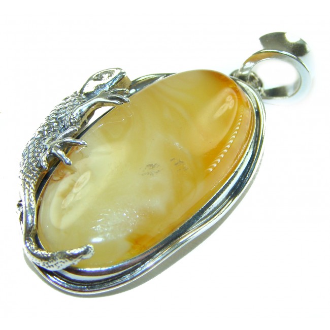 Silver Lizard authentic Butterscotch Baltic Amber .925 Sterling Silver beautifully handcrafted Pendant