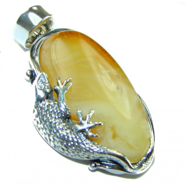 Silver Lizard authentic Butterscotch Baltic Amber .925 Sterling Silver beautifully handcrafted Pendant