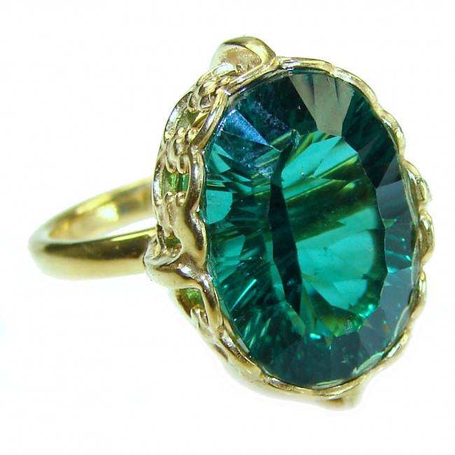 Timless Beauty 12.5 carat Helenite 14K Gold over .925 Sterling Silver handmade Ring s. 7