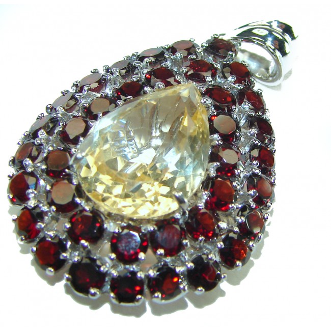 Luxury Timeless Jewels genuine 25.5 CARAT Lemon Topaz .925 Sterling Silver handmade Pendant