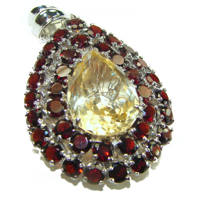 Luxury Timeless Jewels genuine 25.5 CARAT Lemon Topaz .925 Sterling Silver handmade Pendant