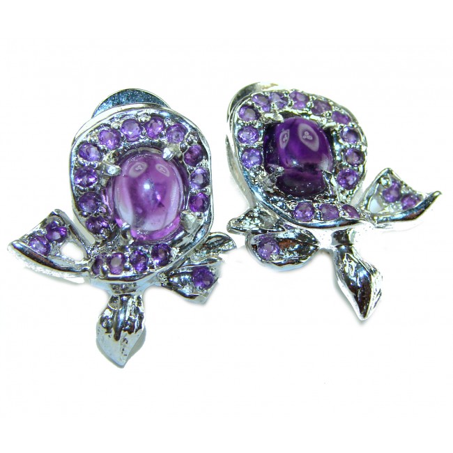 Deep Purple Beauty authentic 9.5 carat Amethyst .925 Sterling Silver handcrafted earrings