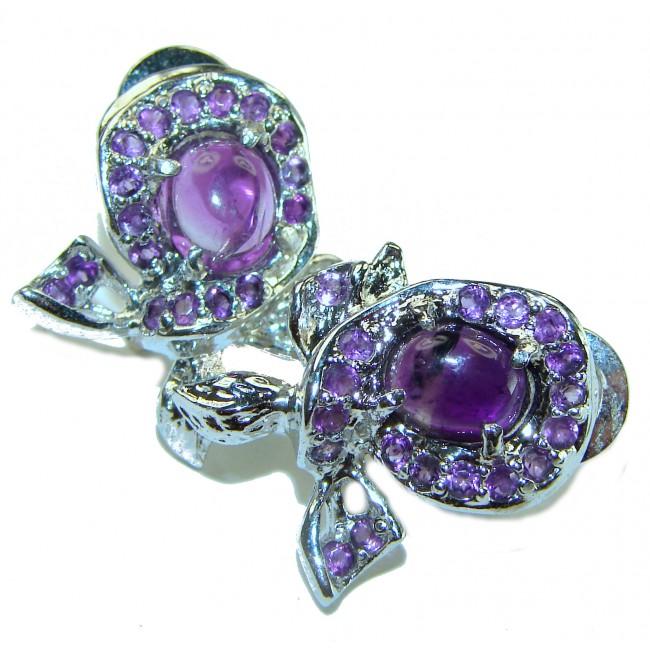 Deep Purple Beauty authentic 9.5 carat Amethyst .925 Sterling Silver handcrafted earrings