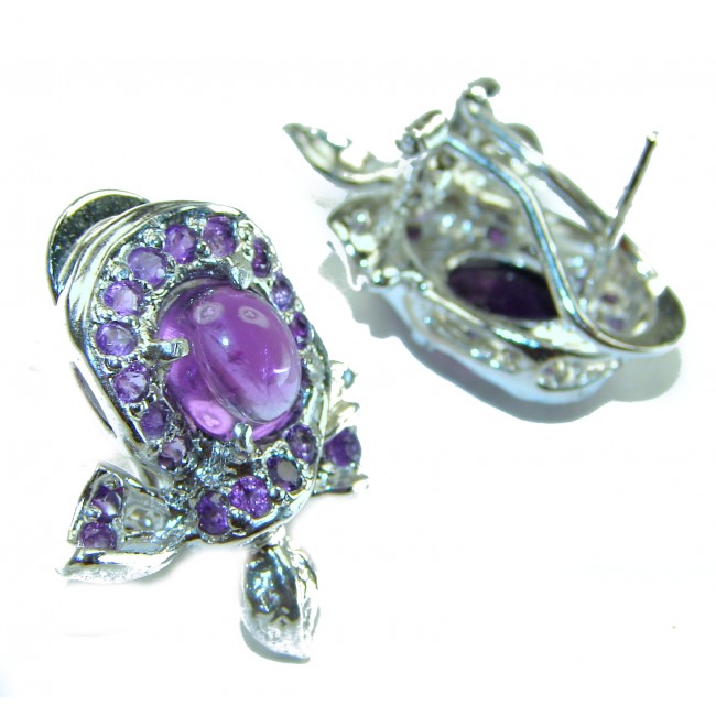 Deep Purple Beauty authentic 9.5 carat Amethyst .925 Sterling Silver handcrafted earrings