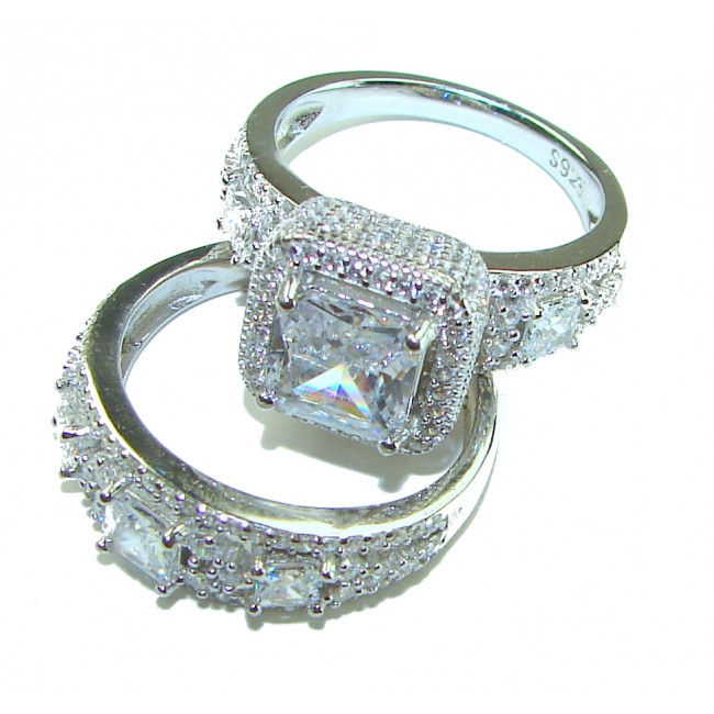 Dazzling - Exclusive 5.6 carat White Topaz .925 Sterling Silver handcrafted stack ring size 7 1/4