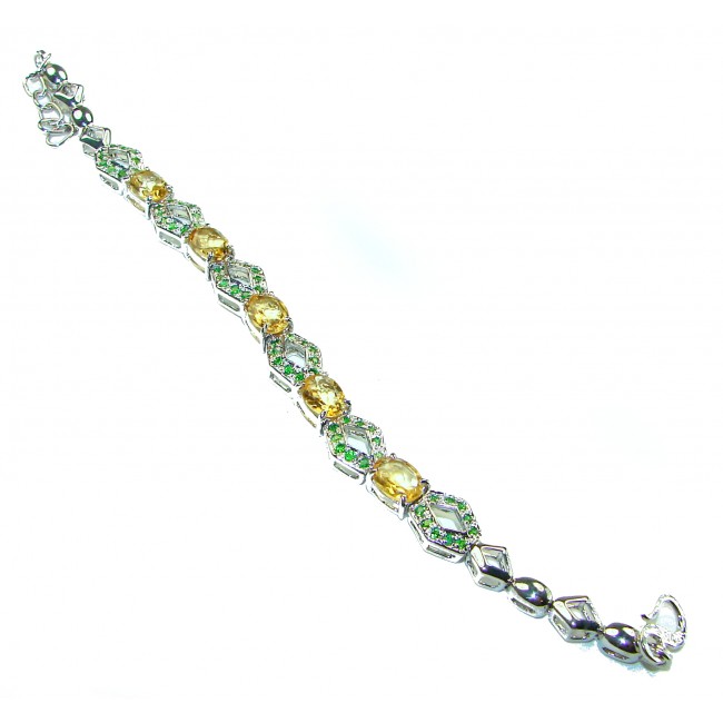 Genuine 29.5 carat Citrine Chrome Diopside .925 Sterling Silver handcrafted Bracelet