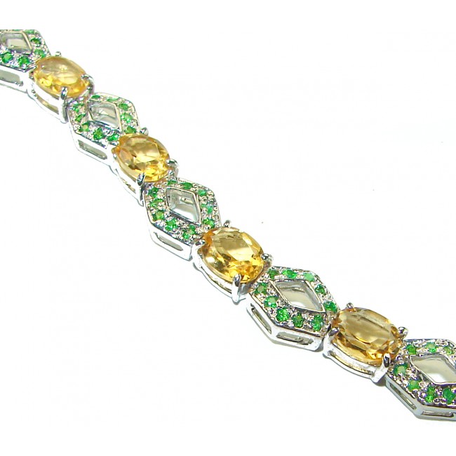 Genuine 29.5 carat Citrine Chrome Diopside .925 Sterling Silver handcrafted Bracelet