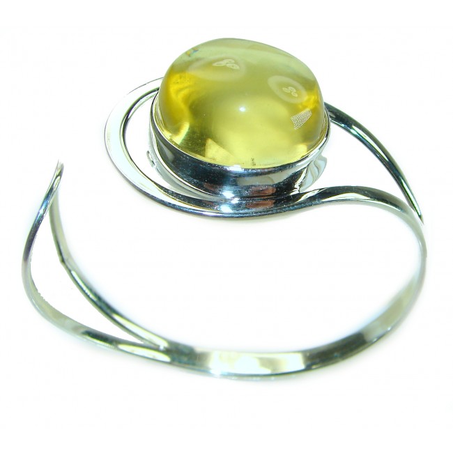 Modern Design Genuine 22.2 carat Baltic Amber .925 Sterling Silver handcrafted Bracelet / Cuff