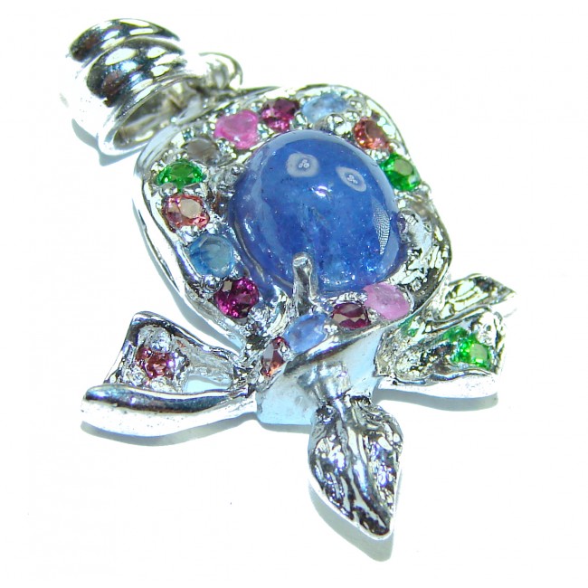 FANCY 4.2 carat Tanzanite Sapphire .925 Sterling Silver handcrafted pendant