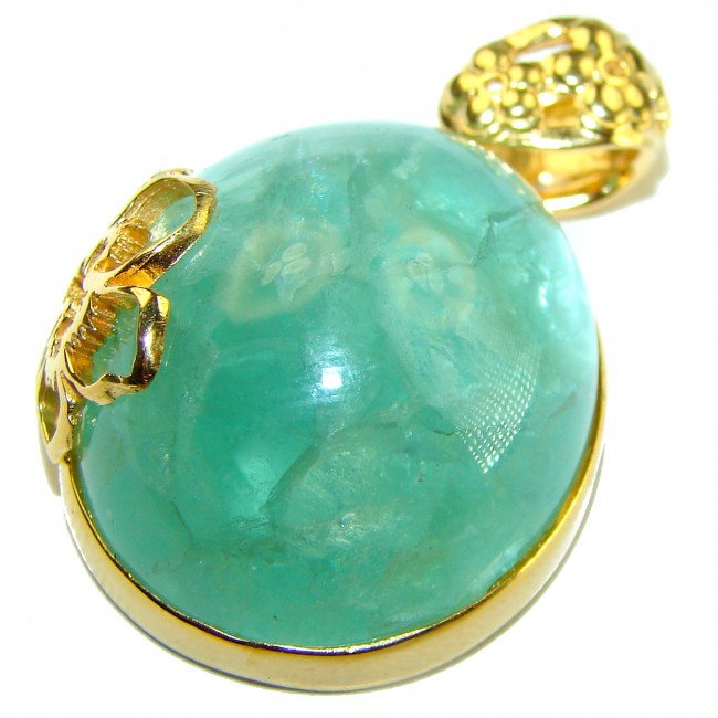 Luxurious 22.6 carat Brazilian Apatite 14K Gold over .925 Sterling Silver handmade Pendant