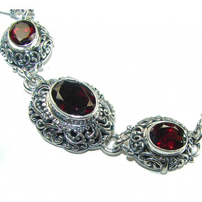 Divine Passion authentic 11.9 carat Mozambique Garnet .925 Sterling Silver handmade Bracelet