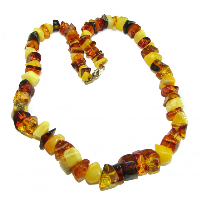 Dazzling vintage natural Baltic Amber butterscotch .925 Sterling Silver handcrafted Large necklace