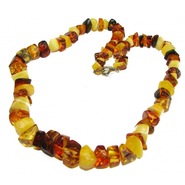 Dazzling vintage natural Baltic Amber butterscotch .925 Sterling Silver handcrafted Large necklace