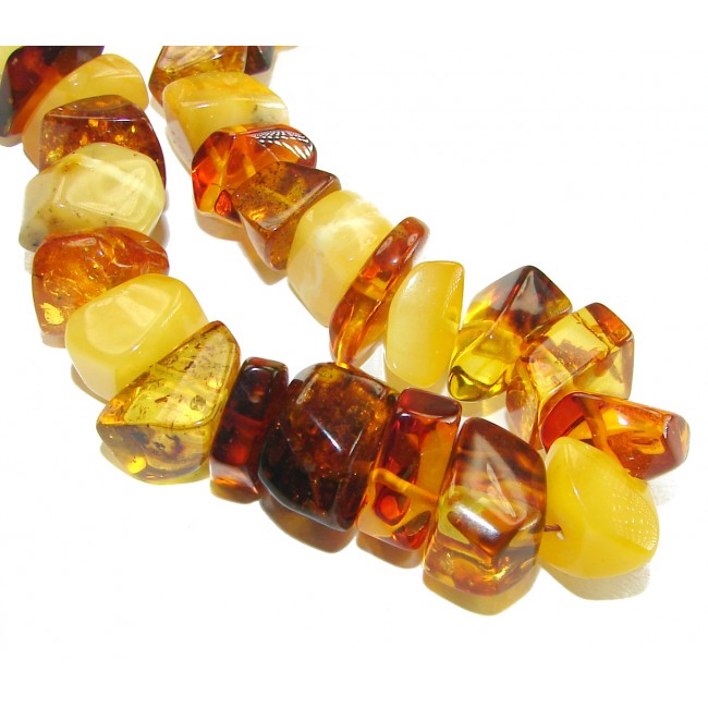 Dazzling vintage natural Baltic Amber butterscotch .925 Sterling Silver handcrafted Large necklace