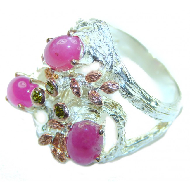 Isabella - Beauty of Nature natural 8.5 carat Ruby 18K Gold over .925 Sterling Silver handmade Statement Ring size 8 1/4