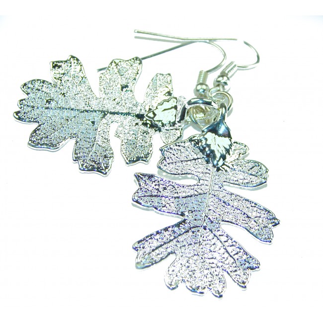 Real Leaf dipped in Real .925 Sterling Silver handcrafted earrings