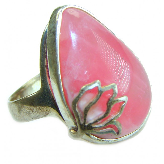 Argentinian Rhodochrosite .925 Sterling Silver handmade ring size 8