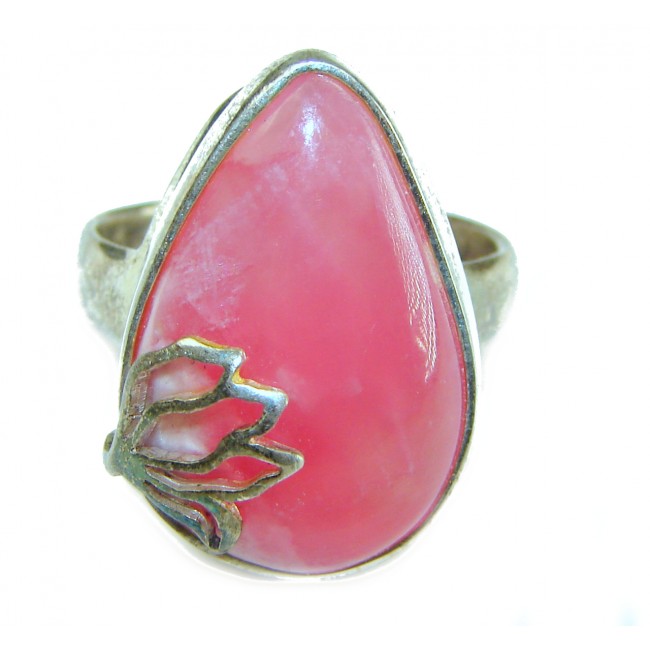 Argentinian Rhodochrosite .925 Sterling Silver handmade ring size 8