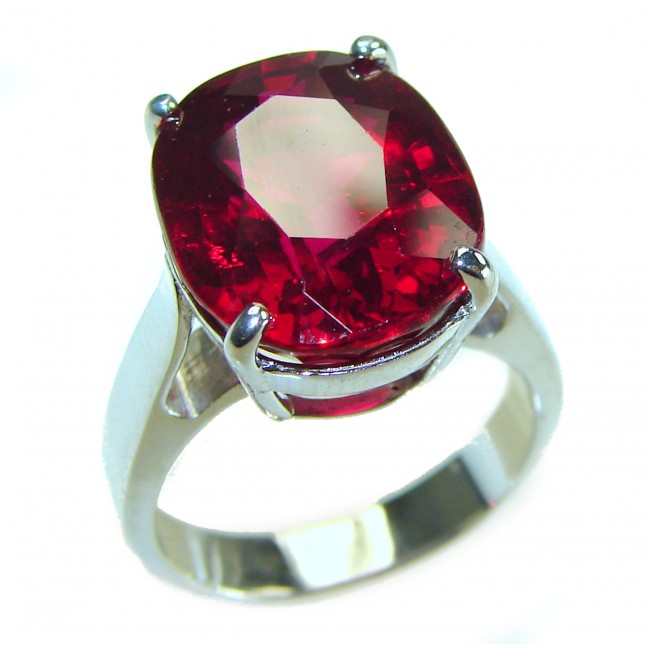 Red Passion 12.5 carat Red Topaz .925 Silver handcrafted Cocktail Ring s. 7