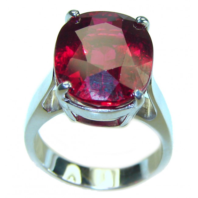 Red Passion 12.5 carat Red Topaz .925 Silver handcrafted Cocktail Ring s. 7