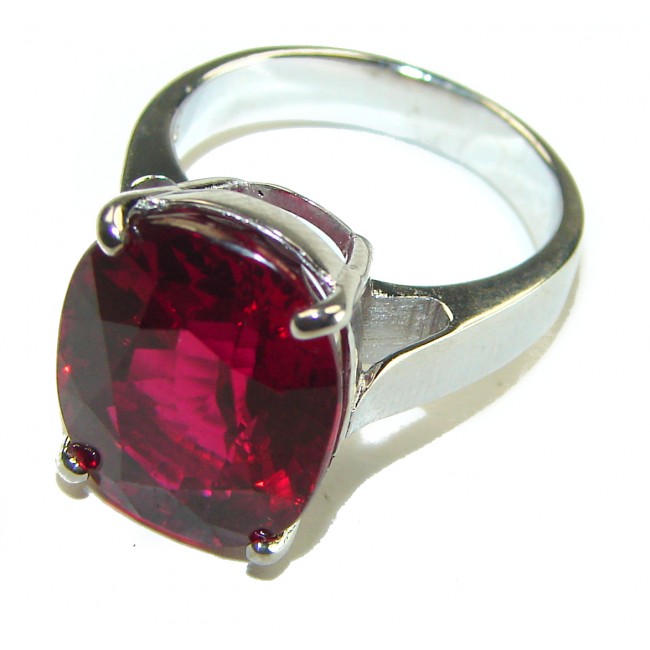 Red Passion 12.5 carat Red Topaz .925 Silver handcrafted Cocktail Ring s. 7