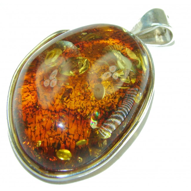 Large Honay Drop authentic Baltic Amber .925 Sterling Silver beautifully handcrafted Pendant