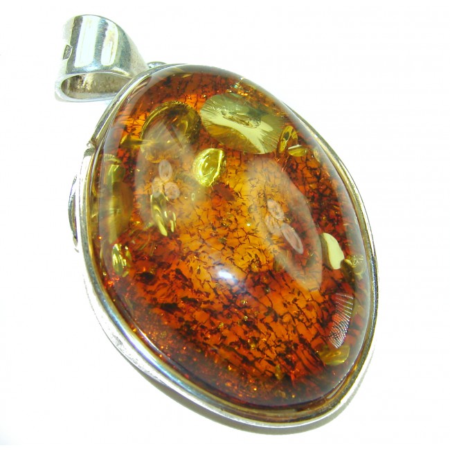 Large Honay Drop authentic Baltic Amber .925 Sterling Silver beautifully handcrafted Pendant