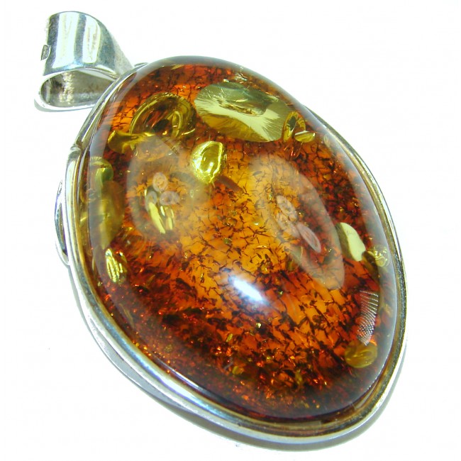 Large Honay Drop authentic Baltic Amber .925 Sterling Silver beautifully handcrafted Pendant