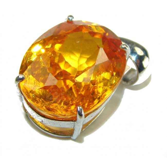 Vintage Style 8.5 carat Orange Sapphire .925 Sterling Silver Pendant