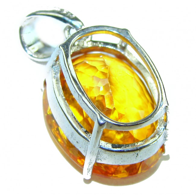 Vintage Style 8.5 carat Orange Sapphire .925 Sterling Silver Pendant