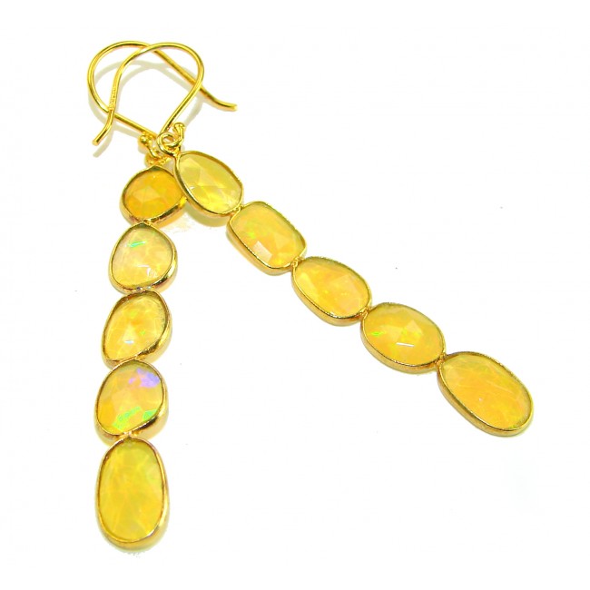 Golden Mist Authentic 9.9 carat Ethiopian Opal 14K Gold over .925 Sterling Silver handmade earrings