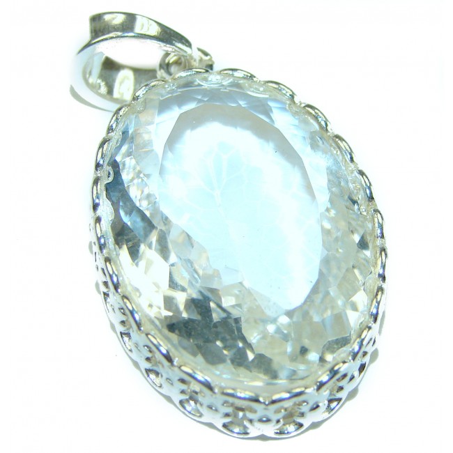 Pure Beauty - Vintage style- genuine 45.5 carat White Topaz .925 Sterling Silver handmade Pendant