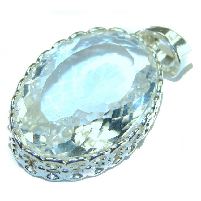 Pure Beauty - Vintage style- genuine 45.5 carat White Topaz .925 Sterling Silver handmade Pendant