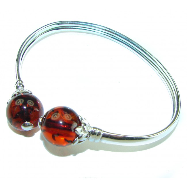 Excellent Cognac Baltic Amber .925 Sterling Silver entirely handcrafted Bracelet