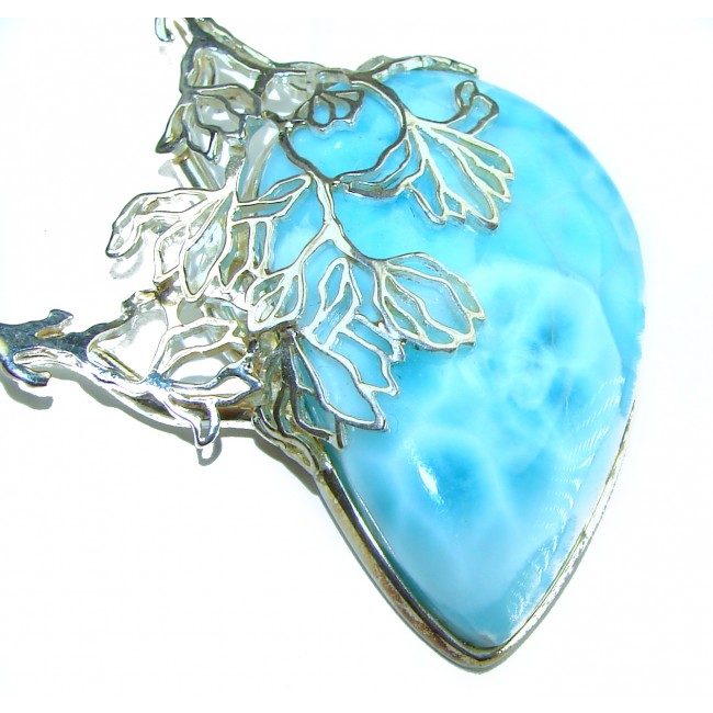 Glorious - THE Best quality authentic 40.5 carat Larimar .925 Sterling Silver handmade necklace