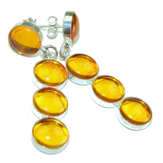 Golden Drops Baltic Polish Amber .925 Sterling Silver earrings