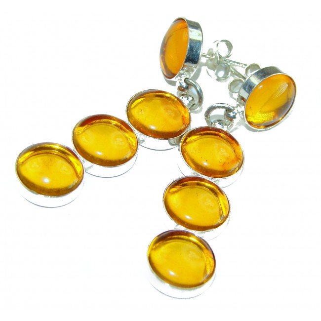 Golden Drops Baltic Polish Amber .925 Sterling Silver earrings