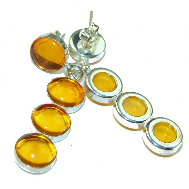 Golden Drops Baltic Polish Amber .925 Sterling Silver earrings