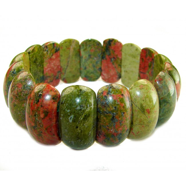 Large 88.5 grams AAAAA BEST QUALITY UNAKITE handcrafted streach Bracelet