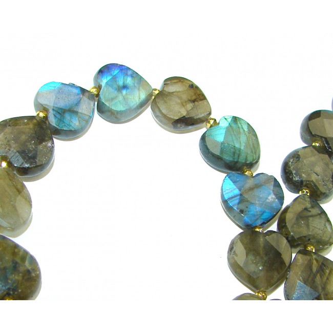 Hearts Labradorite 14K Gold over .925 Sterling Silver entirely handcrafted necklace