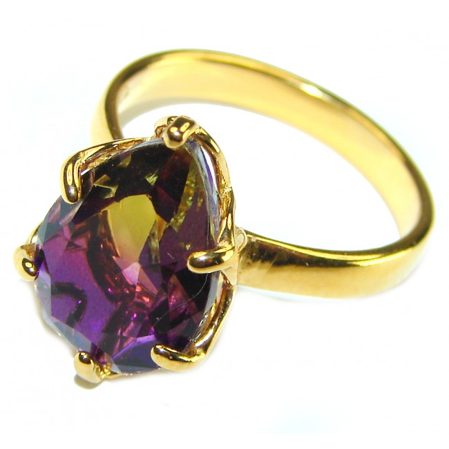 Incredible 8.5 carat Ametrine 14K Gold over .925 Sterling Silver handcrafted Ring s. 7