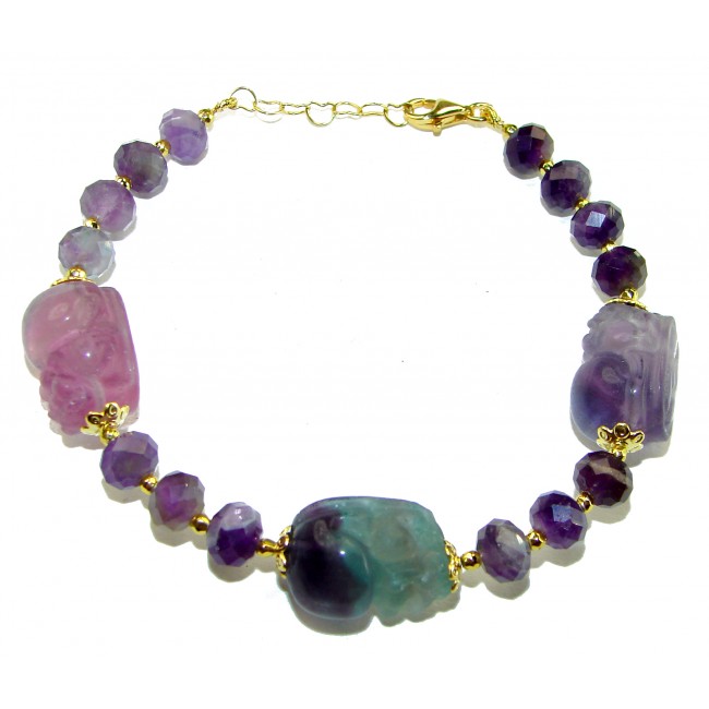 Top quality Genuine Fluorite 14k Gold over .925 Sterling Silver handcrafted bracelet