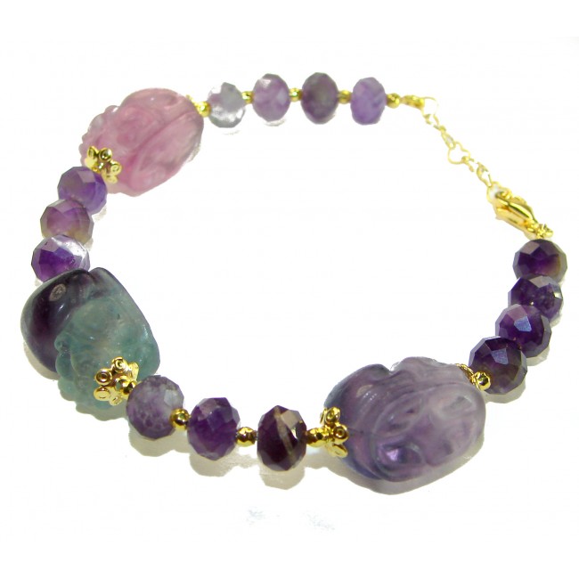 Top quality Genuine Fluorite 14k Gold over .925 Sterling Silver handcrafted bracelet