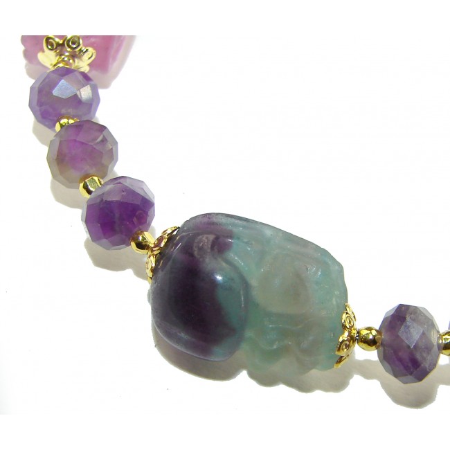 Top quality Genuine Fluorite 14k Gold over .925 Sterling Silver handcrafted bracelet