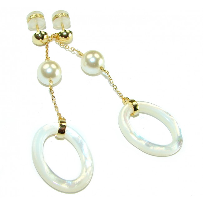 Genuine Blister Pearl 18K Gold over .925 Sterling Silver handcrafted Earrings