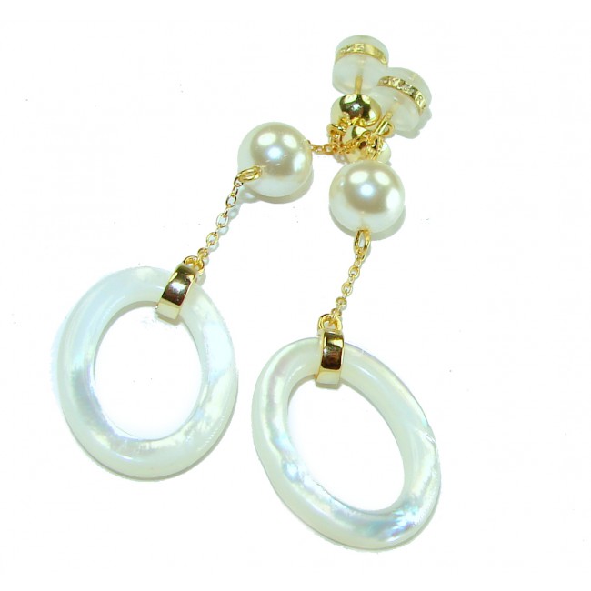 Genuine Blister Pearl 18K Gold over .925 Sterling Silver handcrafted Earrings