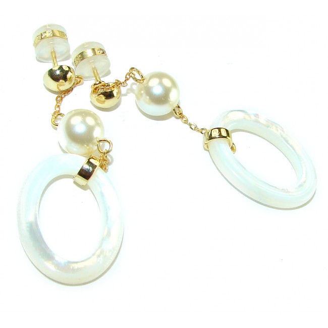 Genuine Blister Pearl 18K Gold over .925 Sterling Silver handcrafted Earrings