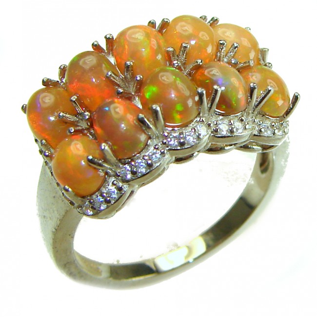 Earth Treasure Authentic 12.8 carat Golden Ethiopian Opal .925 Sterling Silver handcrafted ring size 8