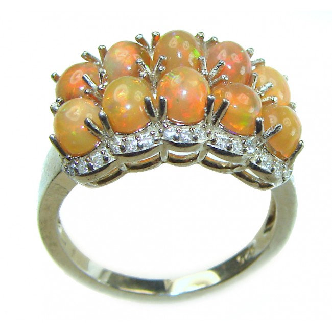 Earth Treasure Authentic 12.8 carat Golden Ethiopian Opal .925 Sterling Silver handcrafted ring size 8