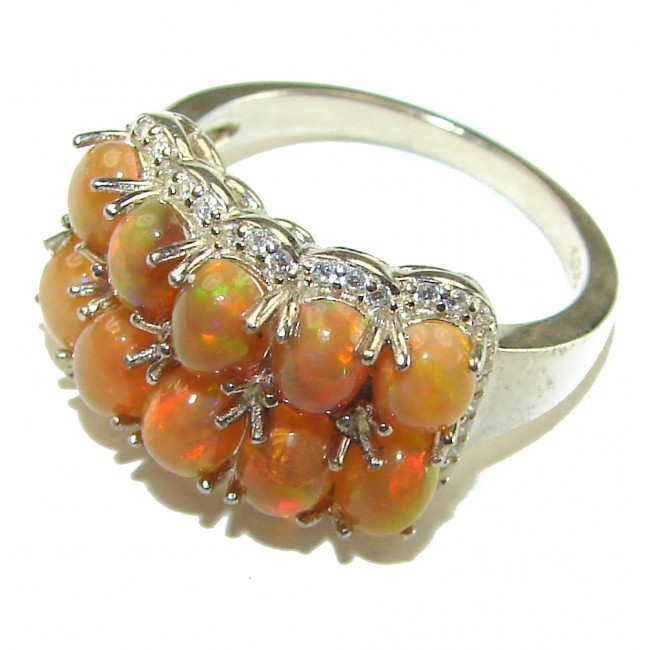 Earth Treasure Authentic 12.8 carat Golden Ethiopian Opal .925 Sterling Silver handcrafted ring size 8